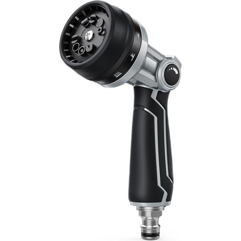 Metal Watering Gun, 10 Watering Modes, Practical Thumb Control, Hose Sprayer for Watering and Cleaning the Garden, Black (1/5)