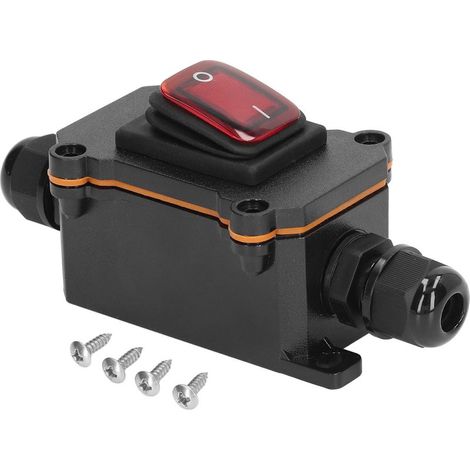 Interruptor de cable en línea, 4 pines, 2 posiciones, con botón basculante, resistente al agua IP65, encendido/apagado, interruptor basculante externo rojo. (1/5)