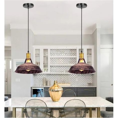 kawoo Lo de 2 Retro Suspension Luminaire Industrielle,LampePlafonnier Vintage Designe Style Edison pour Salon Chambre (1/4)