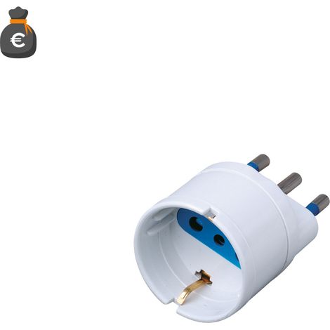 Adaptateur Schuko Blanc 16A Prise 3 Broches Italie Vers Schuko 2 Broches 16A Tension Max 250V Ca Puissance Max 1500W Accessoire Électrique (1/3)