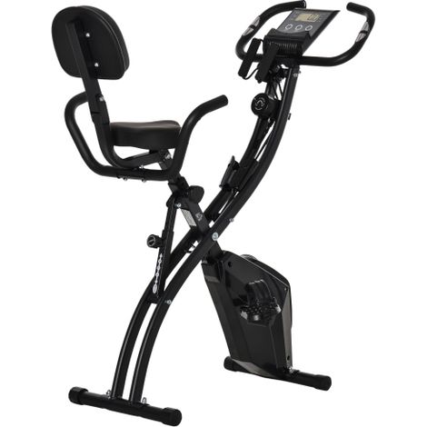 Vélo d’exercice 2 en 1, vélo d’entraînement à domicile pliable avec résistance magnétique réglable sur 8 niveaux, avec 1 paire de bandes de tension (1/5)