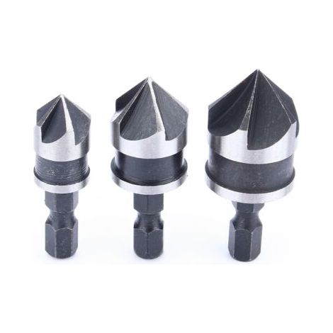 QORVA- Jeu d'alésages à fraise hexagonale de 1/4 pouces, 12/16/19mm, pour bois et métal, embout à changement rapide, 3 pièces