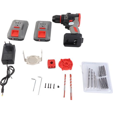 Taladro eléctrico recargable de 21 V con batería y cargador, par de torsión de 55 Nm, 20+1 ajustes de par, 2 puntas de destornillador de velocidad variable y kit de luz LED. (1/5)