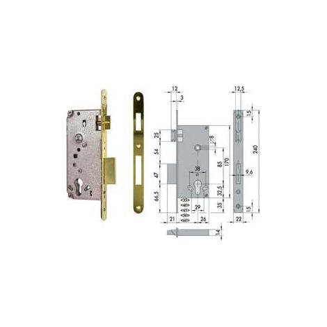 Serrure à mortaiser Logo Bord Rond 5C631 - mm.35 (5C631350)