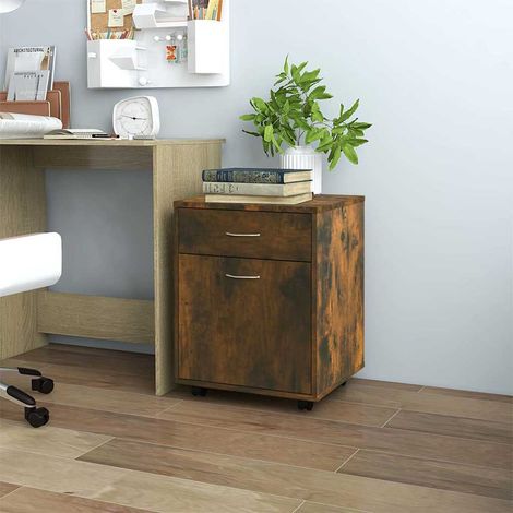 Armoire roulante-Meuble de rangement mobile Chêne fumé 45x38x54 cm Bois d'ingénierie 233641 (1/5)
