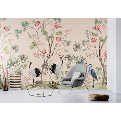 Papier Peint Japonais - Grues et Pivoines - 500 x 270 cm (1/2)