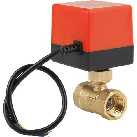 DC 12-24V G3 / 4 "DN20 Vanne électrique à bille motorisée à 2 voies en laiton pour contrôle de débit, vanne à bille motorisée, vanne à bille motorisée en laiton avec faible bruit de fonctionne (1/4)