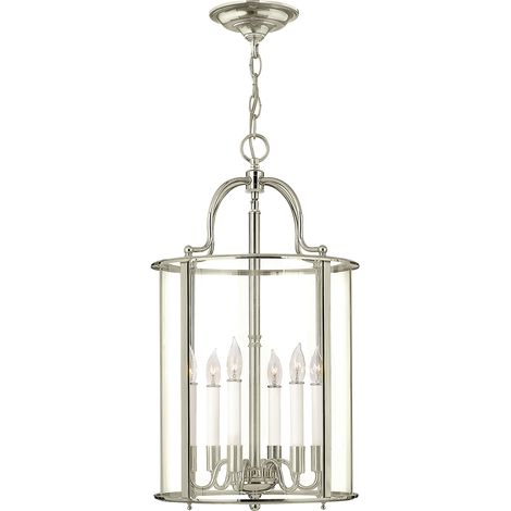 Lampadario Contemporaneo Gentry Acciaio Nichel Lucido Vetro 6 Luci E14 (1/4)