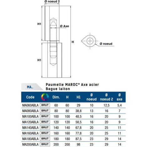 Paumelle À Souder - Axe Acier - Bague Laiton 120mm - Pour Porte Intérieure Extérieure - Unité (1/2)
