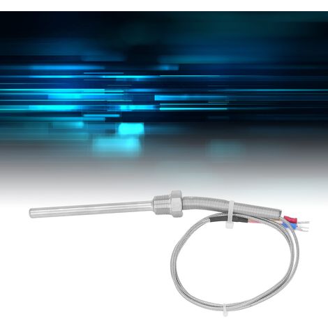 Pointeur de température isolé de type K, 8 x 100 mm, thermocouple à dents 3/8, capteur de température en acier inoxydable 304, 1 m (1/5)