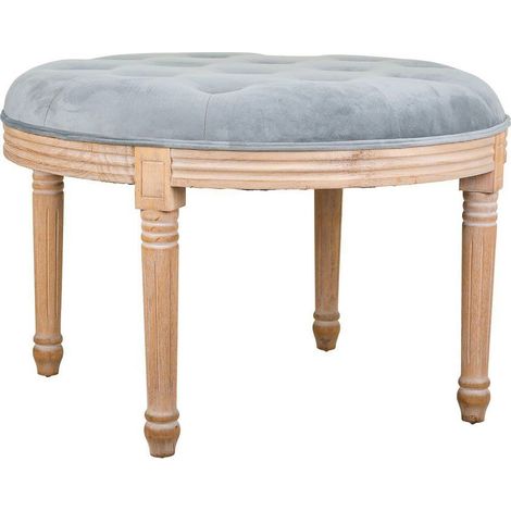 banc bas en bois et tissu gris assise confortable style élégant - gris clair et bois naturel (1/5)