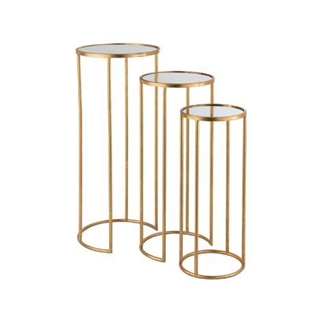 Set de 3 tables gigogne métal doré Leo D 35-D 30-D 25cm