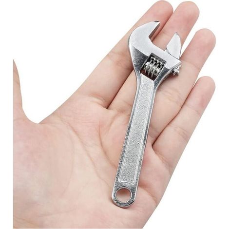 Clé à molette réglable de 100 mm (4 pouces), mini clé à molette réglable en acier argenté pour la réparation industrielle et automobile (chromée) (1/4)