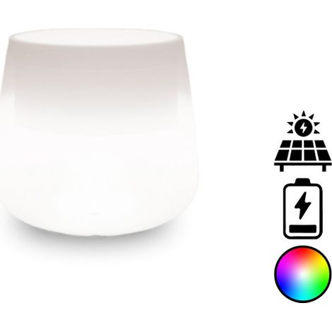 Vase lumineux au design Ø53 H55 en polymère avec LED multicolores, alimenté par batterie et solaire, pour une utilisation intérieure et extérieure (1/5)
