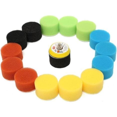 Disque de polissage pour polisseuse de voiture, 2 pouces, 50mm, anneau de polissage, tampon de polissage, Kit d'outils, cire de polissage pour voiture, Pulidora Auto, 16 pièces/ensemble (1/3)