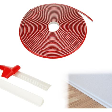 TPE Quadrant Trim, 10M Self Adhesive Beading for Laminate Flooring, 12 x 9mm Plastic Tile Trim Edging Strip Ceiling Beading, Self Adhesive Skirting Board Flexible Floor Beading - White
