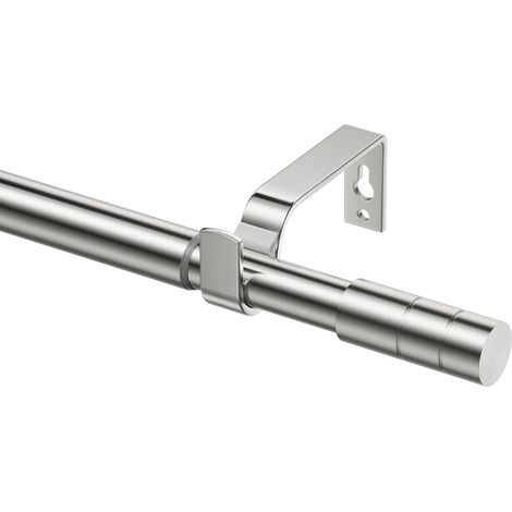 Tringles à rideaux extensibles, 72–375 cm, 19 mm de diamètre, tringles à rideaux en nickel brossé pour rideaux à œillets, tringle métallique avec embouts cylindriques, tringle réglable pour (1/5)