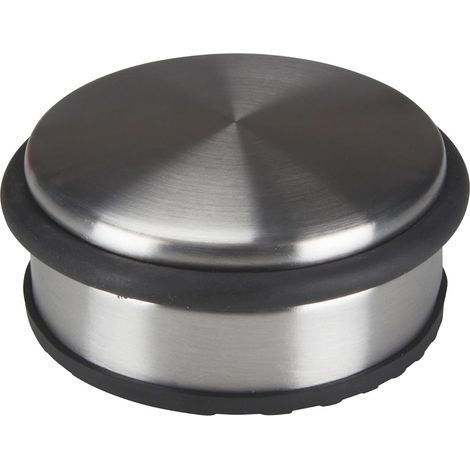 Butoir de porte, cale-porte en acier inoxydable, rond, butoir porte sol, block porte, butée de porte sol, arret sans perçage, caoutchouc antidérapant
