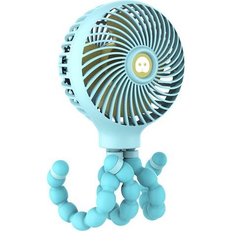 Mini Ventilateur Poussette Rechargeable avec Trépied Flexible et Pince,Bleu (1/5)
