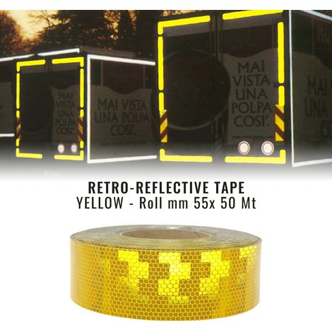 Nastri Rifrangenti Conspicuity Omologati Ece Onu 104, 55 mm x 50 mt - Colore: GIALLO
