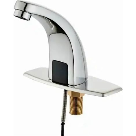 Robinet de cuisine Robinet de toilette de lavabo de salle de bains à économie d'eau monté sur le pont, robinet à capteur automatique (1/4)