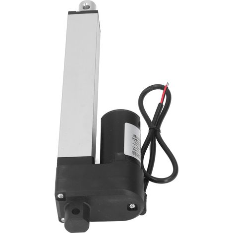 Vérin électrique linéaire miniature 24V DC 800N, course 200mm, axe tige levage Ø8mm, idéal pour électroménager, mobilier, médical et automobile. Actionneur compact à fixation par chape. (1/5)