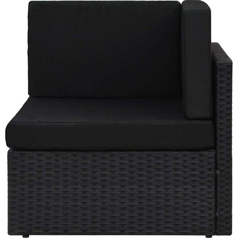 Divani da Giardino Divano ad Angolo Modulare in Polyrattan Nero (1/5)