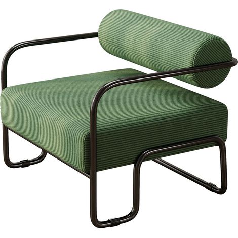 CAIziFauteuil lounge moderne avec dossier élégant 68.5×73×70.5CM – revêtement en velours côtelé doux et structure en métal noir. Design minimaliste pour salon, chambre ou bureau