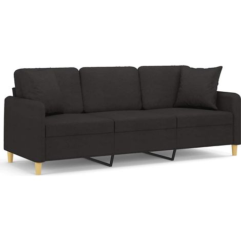 Maison Exclusive - Divano a 3 Posti con Cuscini Nero 180 cm in Tessuto