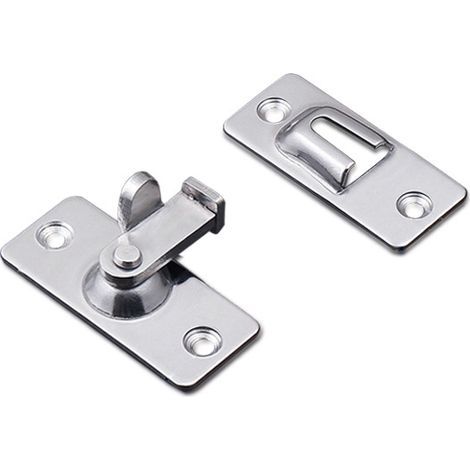 Verrou de Porte à Angle Droit 90 Degrés, Loquet de Porte de Verrouillage Coulissante Moulage de Précision en Acier Inoxydable à Angle Droit Grange Coulissante avec 4 Vis (Argent) (1/5)