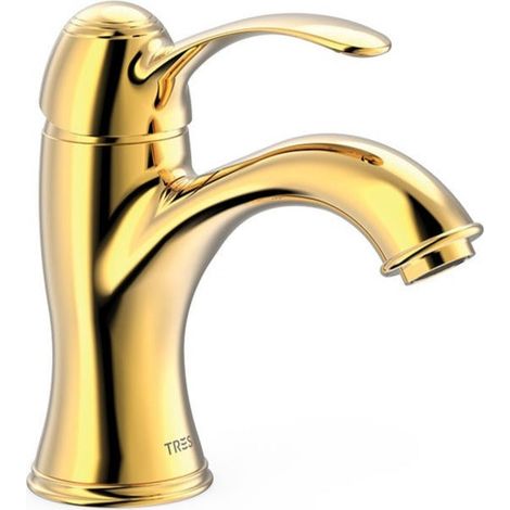 TRES 24210301OR TRES CLASIC Grifo Monomando para Lavabo Color Oro 24K - ref: 24210301OR