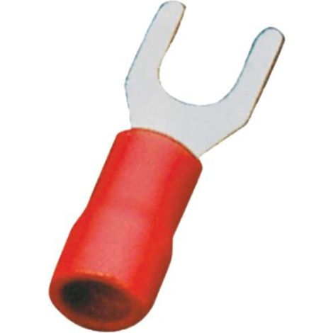 TERMINALE A FORCELLA A STRINGERE  - ROSSO X CAVO MMQ 4,0/6,0 FORO MM 6,0 CF=PZ 15 - 12 confezione