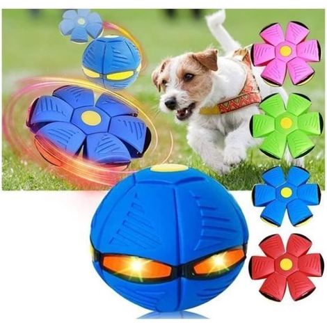 Balle pour chien lumineuse en forme d'OVNI, jouet pour animaux de compagnie en forme de balle OVNI, balle pour chien indestructible (bleue). (1/4)