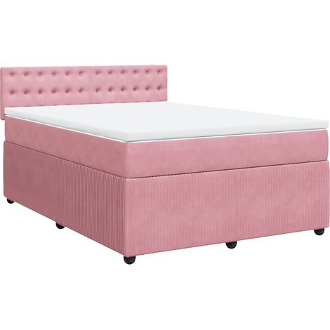 Maison Exclusive - Sommier à lattes de lit avec matelas Rose 160x200 cm Velours (1/5)