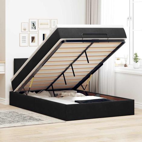vidaXL Cadre de lit ottoman avec matelas noir 120x200 cm velours (1/5)