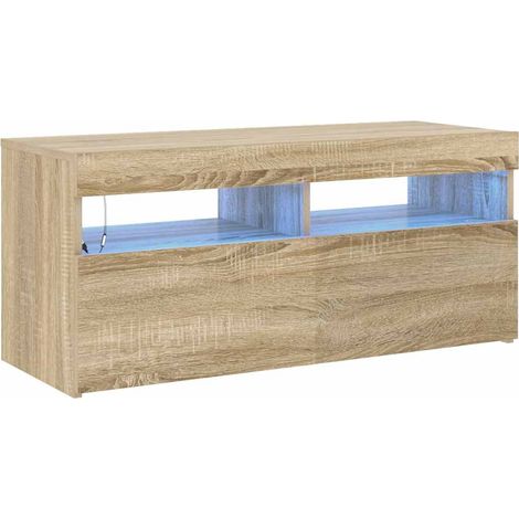 vidaXL Mobile Porta TV con Luci LED Rovere Sonoma 90x35x40 cm