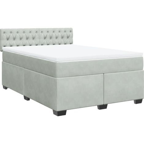 Maison Exclusive - Cama box spring con colchón terciopelo gris cl (1/5)