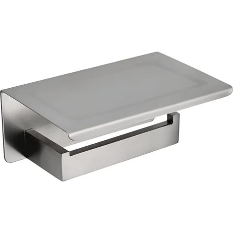 1 Porte-Rouleau Papier Toilette, Étagère Intégrée, Acier Inoxydable Brossé, Support Mural, Salle de Bain (1/5)