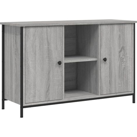 Meuble TV classique pratique rangement ouvert 100 x 35 x 65 cm style industriel en bois d'ingénierie sonoma gris (1/5)
