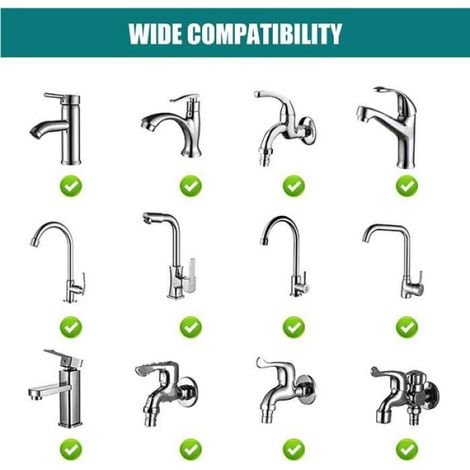 Accessoire de Mousseur Robinet - - Rotatif 1440 Degrés - Plastique Noir - Économie d'eau - Deux Modes (1/4)