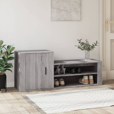 Schuhschrank Grau Sonoma 130x35x54 cm Holzwerkstoff