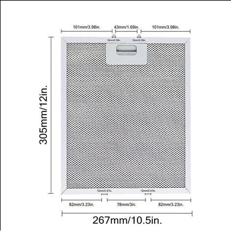 Compatible avec le filtre de hotte aspirante Whirlpool/Ikea/Jenn Air W10169961A, filtre en aluminium, 305 x 267 mm, kit de remplacement pour hotte aspirante de cuisine.