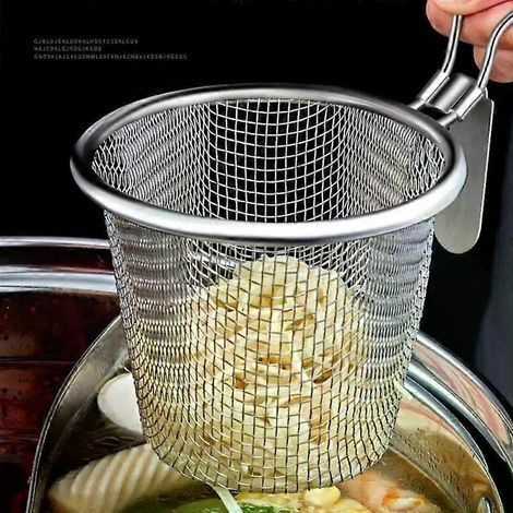 HONORNIC - Passoire alimentaire en acier inoxydable à mailles fines, panier filtre pour poêle à frire chaude, séchoir pour nouilles, légumes et raviolis (1/4)