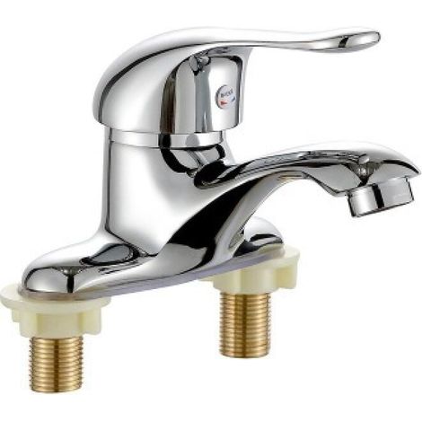 Robinet de lavabo, robinet en cuivre à deux trous pour salle de bain chaud et froid à trois trous