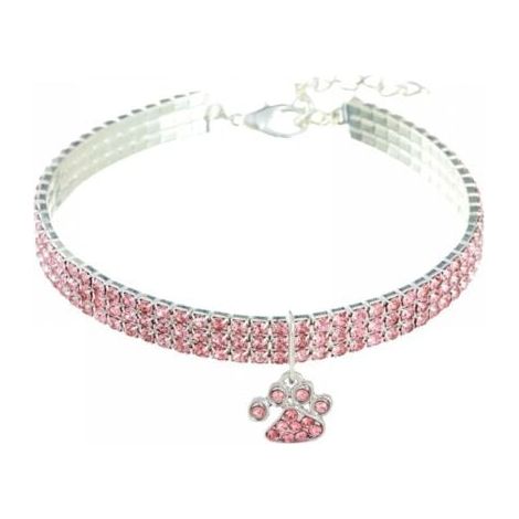 M rose clair Collier pour animal de compagnie avec diamants, réglable en cristal, pendentif en forme de cœur élastique pour chat et chien (1/4)