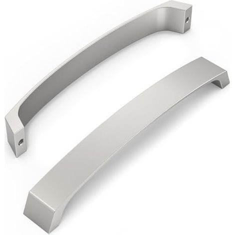 Lot de 10 poignées de meuble - Espacement des trous : 192 mm - En nickel satiné brossé - Pour armoires de cuisine, placards, tiroirs (1/5)