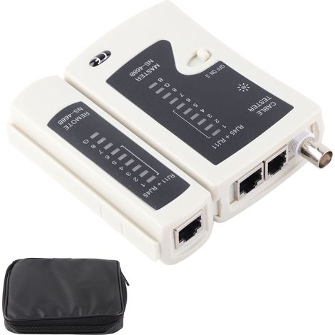 Testeur de câble réseau NS-468B BNC RJ45 RJ11 avec sac de rangement, adapté pour fils et prises, alimentation DC 9V (1/5)