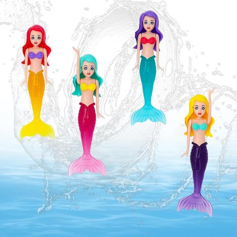 Mermaid Swimming Toy, 4 Pieces PVC Mermaid Diving Toy  4 Pieces PVC Mermaid Toy, Four Colors for Underwater Games, Diving Activities and Swimming Pool Moments (1/4)