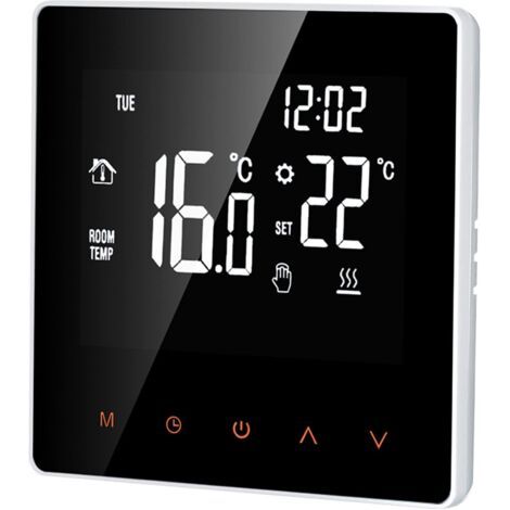 Thermostat numérique 16 A - Écran LCD - Écran tactile - Programmable - Pour maison, école, bureau, hôtel, blanc