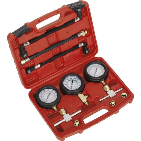 Sealey Motorcycle Compression & Fuel Pressure Gauge Set 3pc MS100